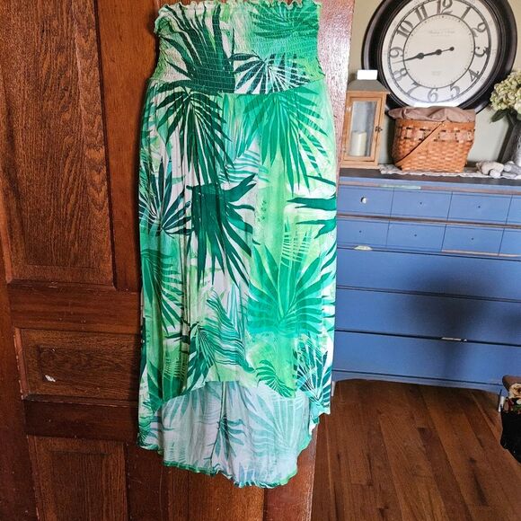 Beach Time Tropical Green Leaf Print Women's Medium Skirt - Picture 7 of 7